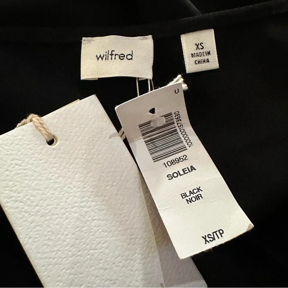 Wilfred Black Soleia Satin Ruffle Wrap Dress XS NWT Cocktail‎ Party